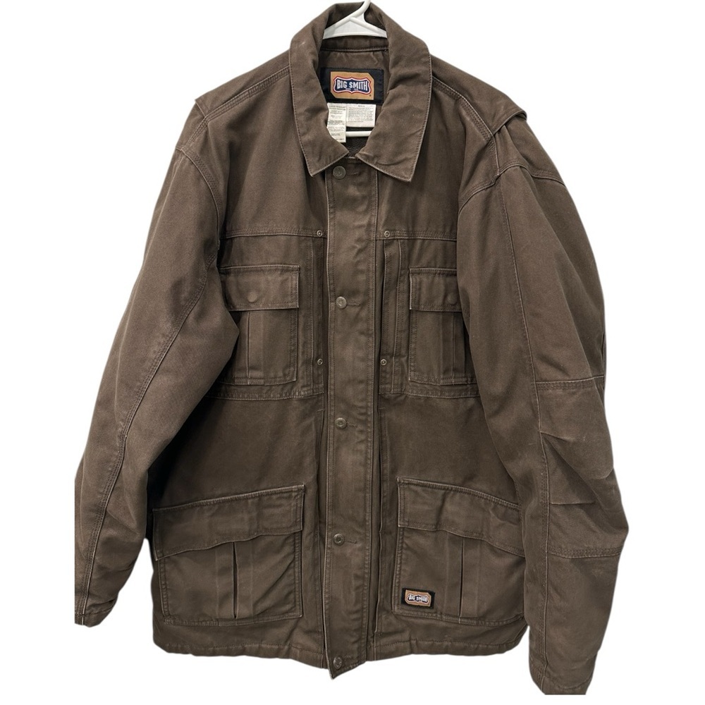 Big Smith Men's L Dark Brown Work Coat Barn Field Chore Jacket Rugged Canvas